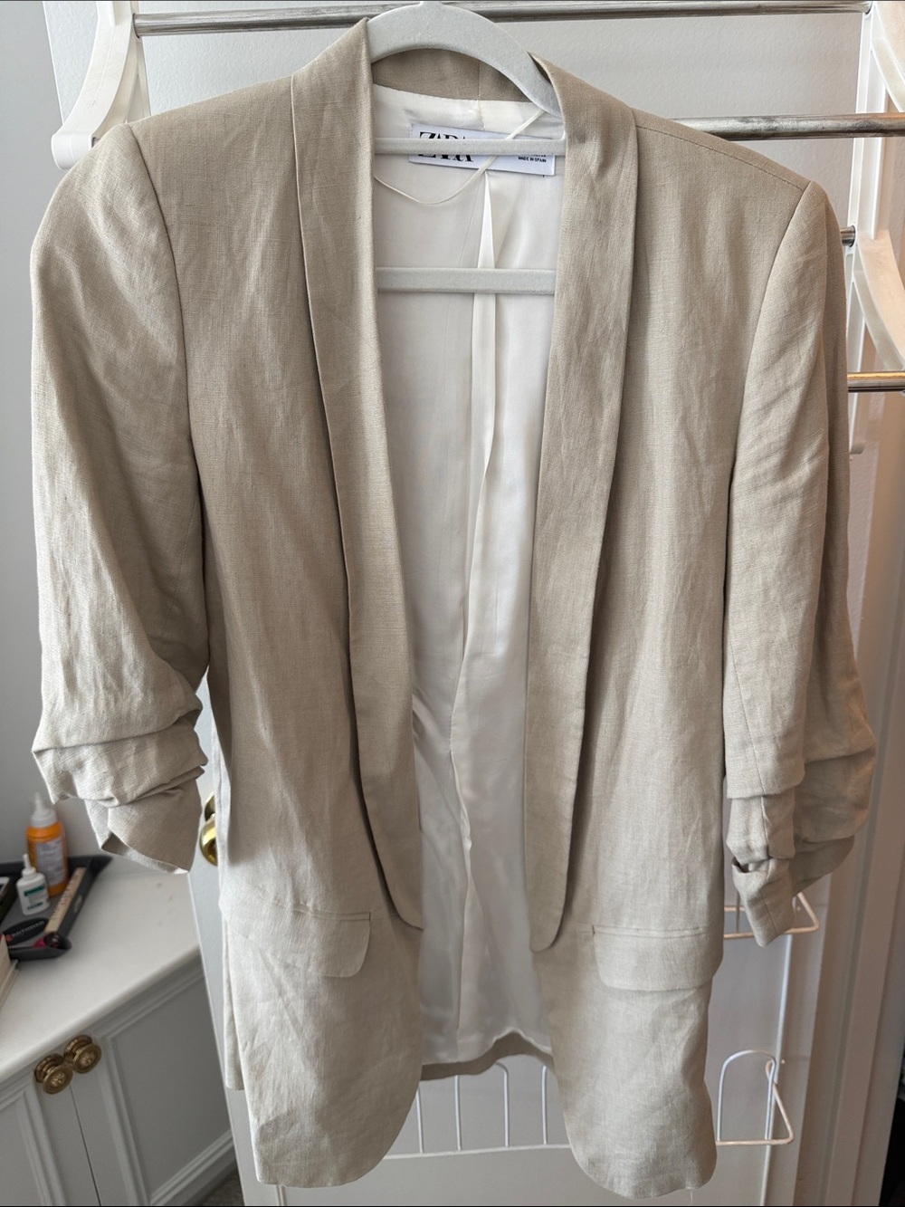 Zara Light Beige Shawl-Collar Blazer